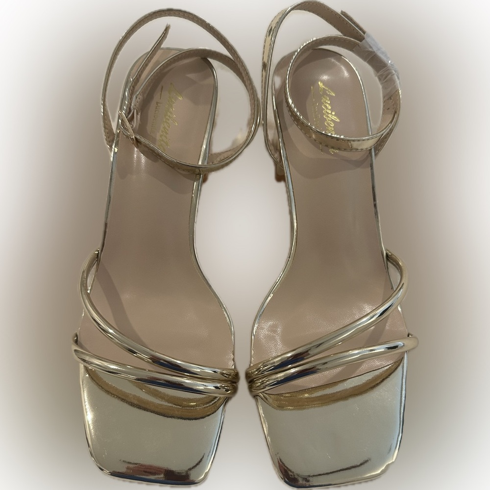 Elegant Gold Strappy Women's Heels